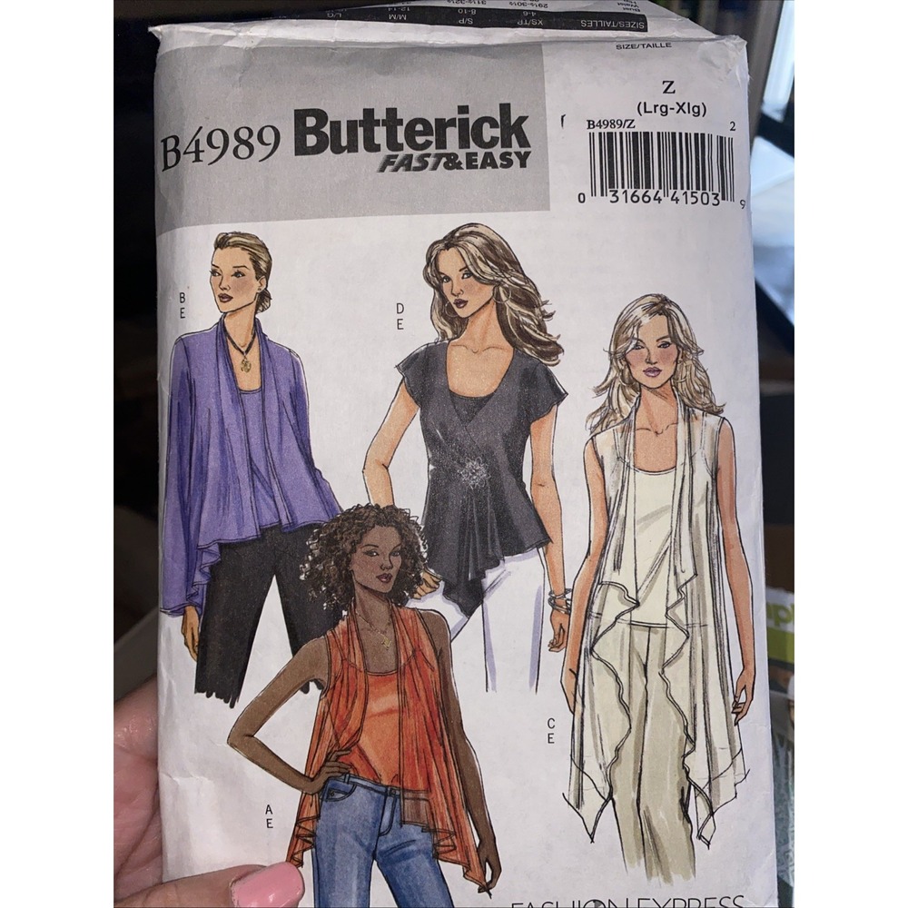 Butterick 4989 Sewing Pattern Tops Camisoles Fast Easy Size Lg-XL Uncut 2007